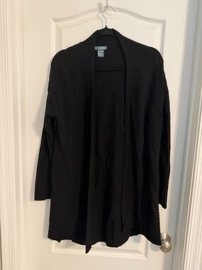 Griffen Cashmere Open-Front Black Women's Cardigan